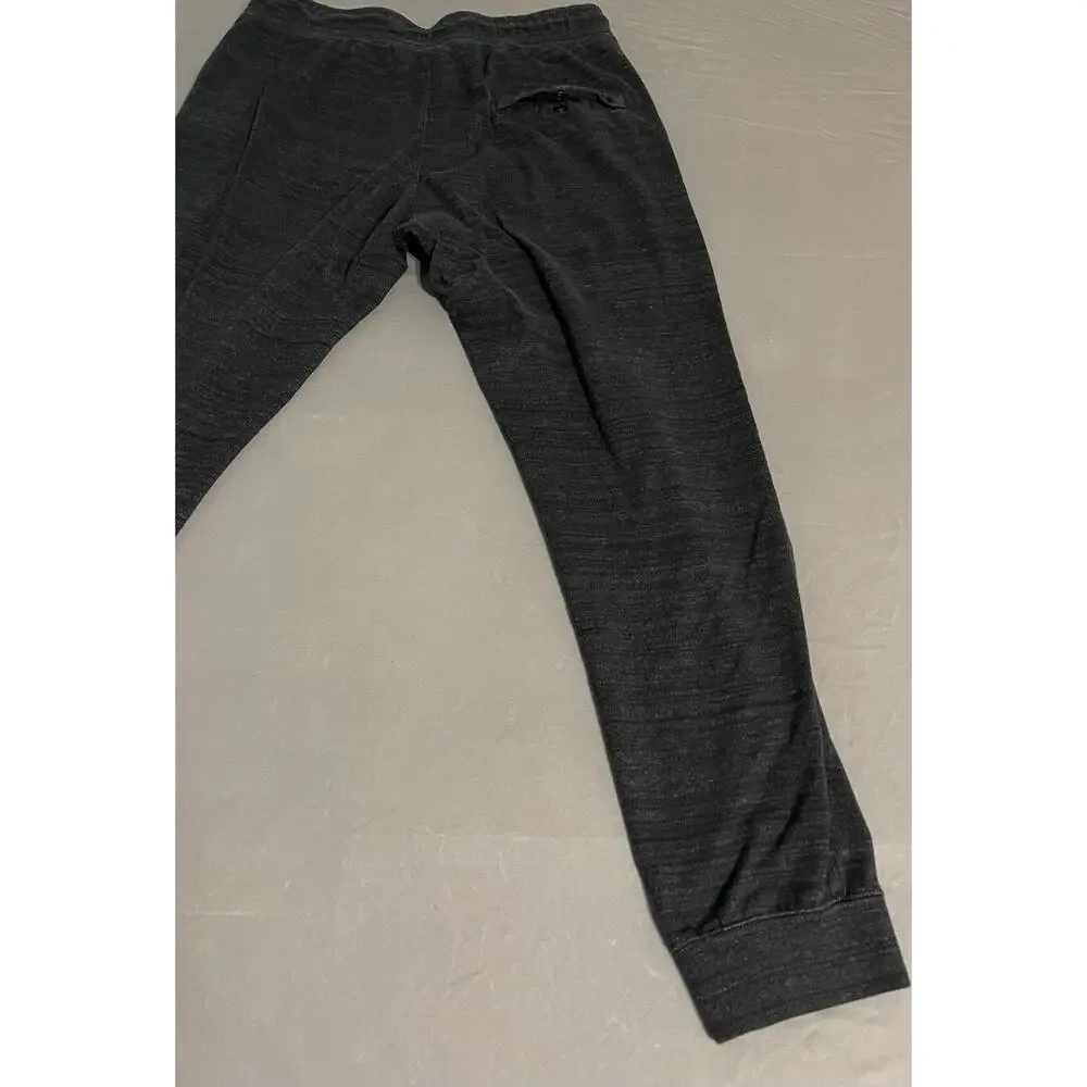 Nike Black Heather Fleece Joggers Sweatpants Large Zip Pockets Logo Excellent